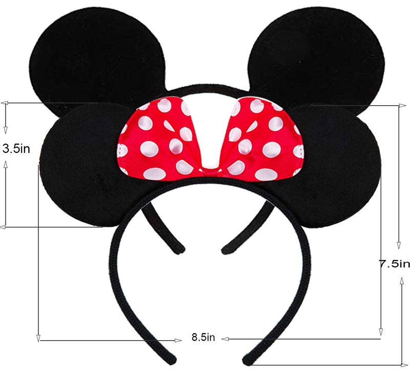 FANYITY Mouse Ears Headbands Sequin Hair Band for Girls Women Boys Party, 2 Pieces (RED DOT&BLACK) - Image 2